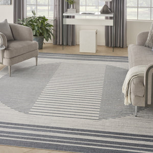 HomeRoots 7' Blue and Ivory Geometric Area Rug - Modern, Washable Design for Stylish Living Spaces and Comfort 8' X 10' 532871