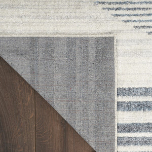 HomeRoots 7' Blue and Ivory Geometric Area Rug - Modern, Washable Design for Stylish Living Spaces and Comfort 8' X 10' 532871