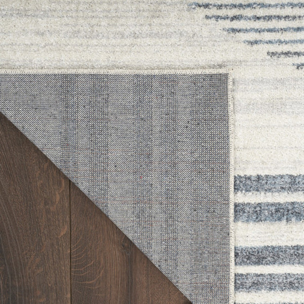 HomeRoots 7' Blue and Ivory Geometric Area Rug - Modern, Washable Design for Stylish Living Spaces and Comfort 8' X 10' 532871