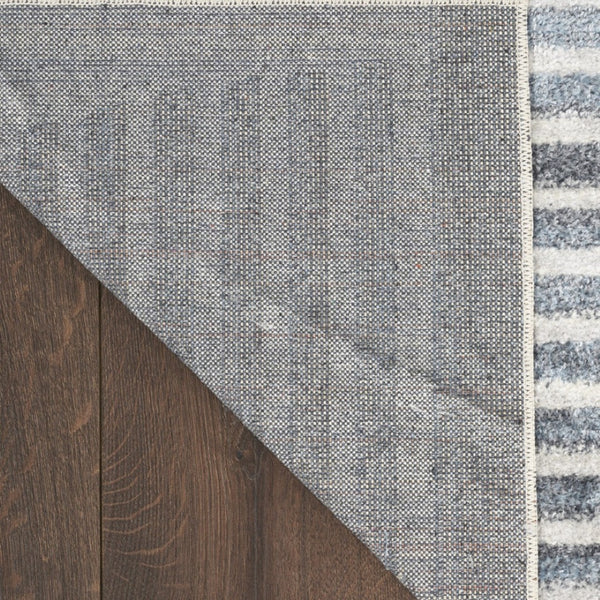 HomeRoots 8' Blue and Ivory Geometric Washable Round Rug – Stylish, Durable, Easy-Care Accent for Modern Homes 532875