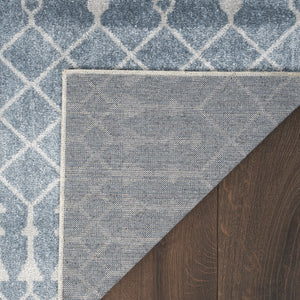 Homeroots 12' Blue Moroccan Runner Rug - Durable Polyester, Stylish Abstract Design For Hallways & More!  Polyester 532887