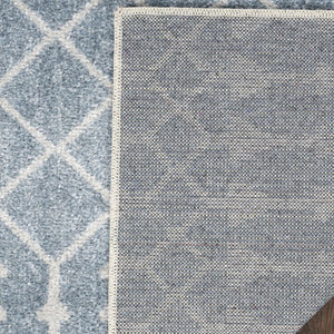 Homeroots 12' Blue Moroccan Runner Rug - Durable Polyester, Stylish Abstract Design For Hallways & More!  Polyester 532887