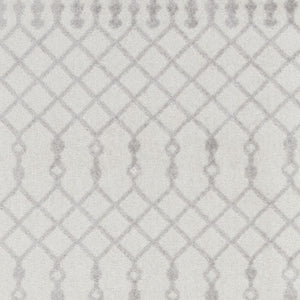 Homeroots 12' Stylish Gray And Ivory Moroccan Washable Runner Rug For Hallways, Laundry, And Home Decor  Polyester 532888