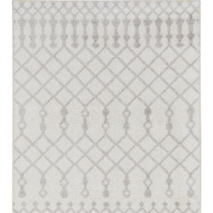 Homeroots 12' Stylish Gray And Ivory Moroccan Washable Runner Rug For Hallways, Laundry, And Home Decor  Polyester 532888
