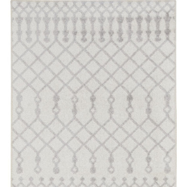 Homeroots 12' Stylish Gray And Ivory Moroccan Washable Runner Rug For Hallways, Laundry, And Home Decor  Polyester 532888