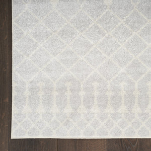 Homeroots 12' Stylish Gray And Ivory Moroccan Washable Runner Rug For Hallways, Laundry, And Home Decor  Polyester 532889