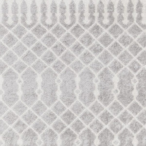 Homeroots 12' Stylish Gray And Ivory Moroccan Washable Runner Rug For Hallways, Laundry, And Home Decor  Polyester 532889