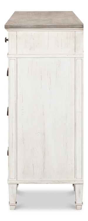 Sarreid Dalmar Bungalow Dresser - Stylish White Base With Moonskin Top, Crafted From Durable Beechwood White  53288