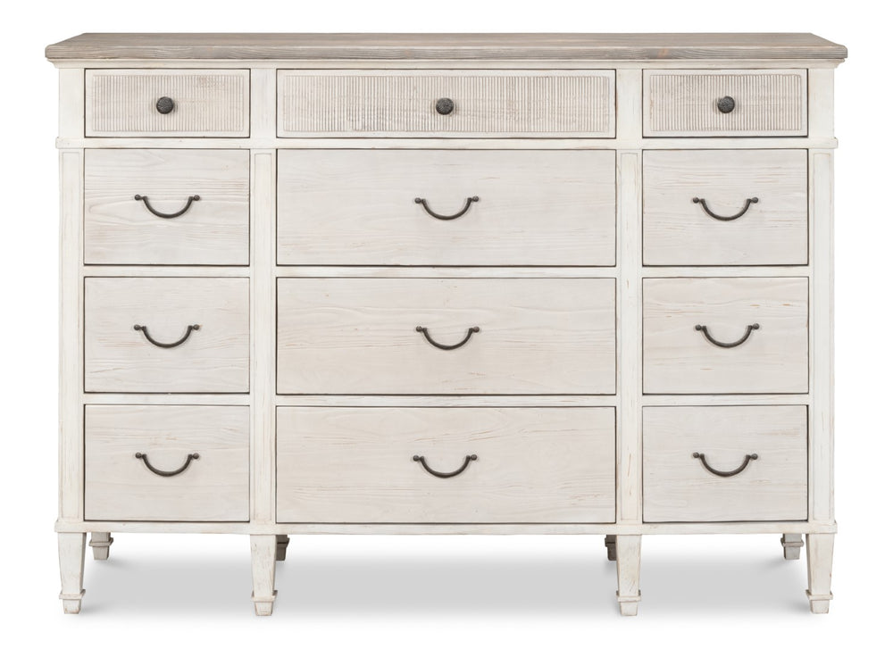 Sarreid Dalmar Bungalow Dresser - Stylish White Base With Moonskin Top, Crafted From Durable Beechwood White  53288