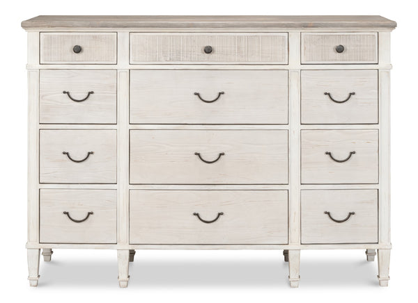 Sarreid Dalmar Bungalow Dresser - Stylish White Base With Moonskin Top, Crafted From Durable Beechwood White  53288