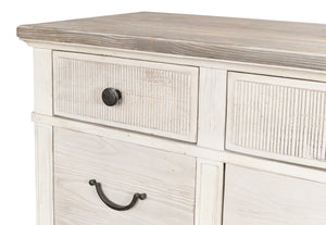 Sarreid Dalmar Bungalow Dresser - Stylish White Base With Moonskin Top, Crafted From Durable Beechwood White  53288