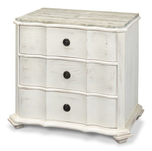 Sarreid Courbee Bungalow Nightstand - Elegant White Base With Moonskin Top & Sturdy Pine, Iron Accents White  53290