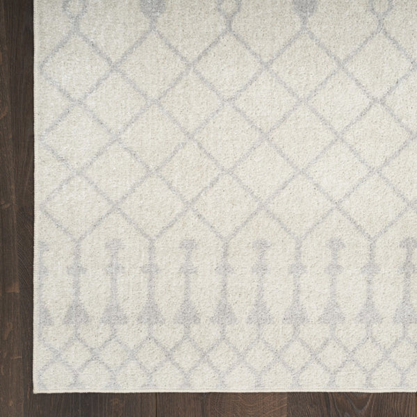 HomeRoots 7' Gray and Ivory Moroccan Washable Area Rug – Soft, Durable, Stain-Resistant, Perfect for High-Traffic Spaces! 532900