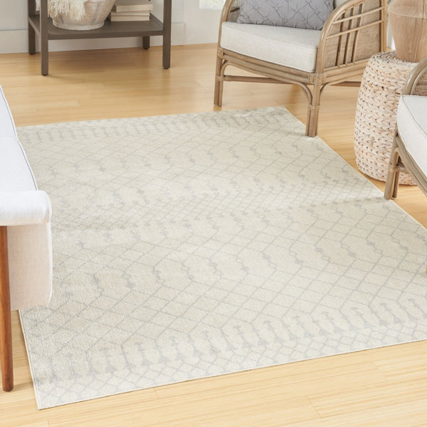 HomeRoots 7' Gray and Ivory Moroccan Washable Area Rug – Soft, Durable, Stain-Resistant, Perfect for High-Traffic Spaces! 532900