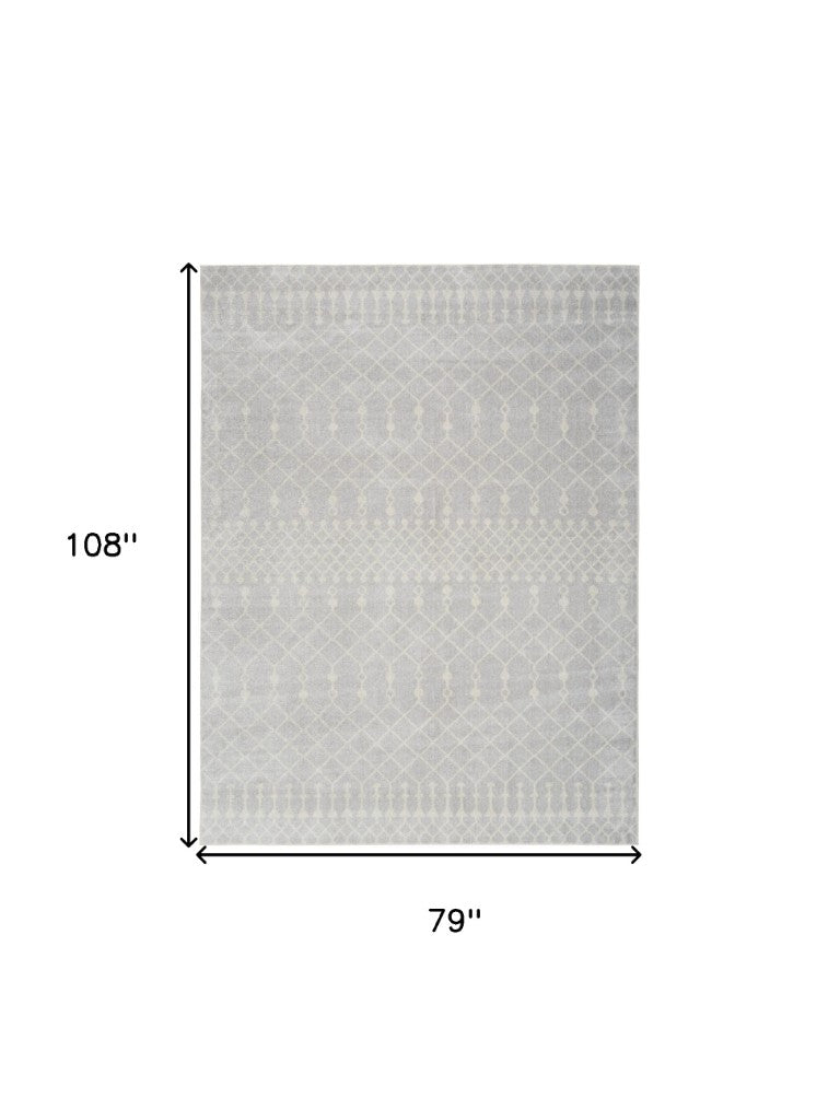 HomeRoots Moroccan Geometric Washable Polypropylene Area Rug Low Pile Power Loom for Living Rooms 7' x 9' 532901