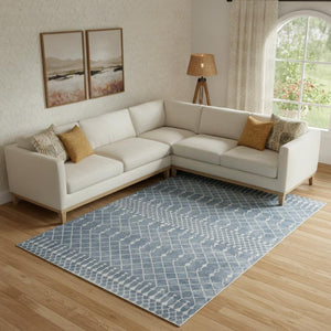 Moroccan Motif Power Loomed Washable Polypropylene Area Rug for Living and Dining Room Decor