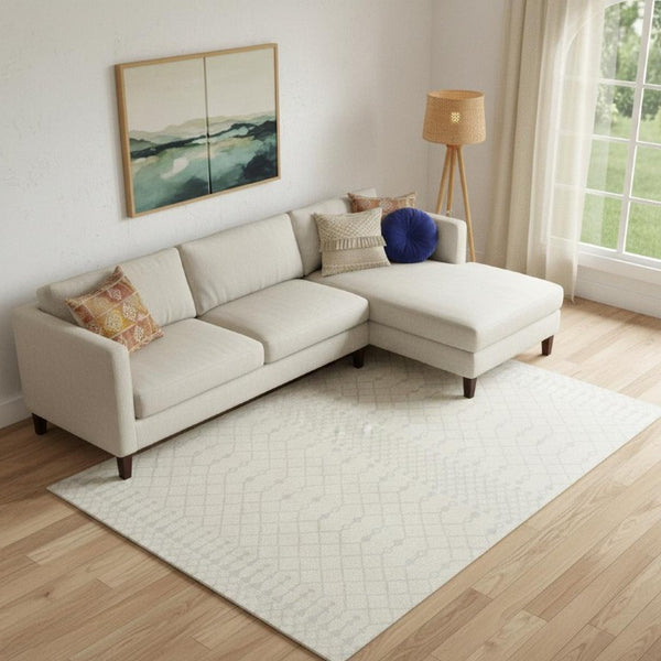 Moroccan Geometric Washable Polypropylene Area Rug Low Pile Power Loom for Living Rooms