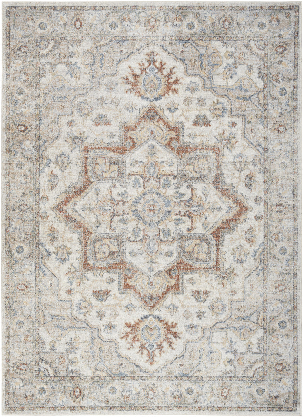 Homeroots 8' X 10' Gray And Ivory Moroccan Power Loom Washable Area Rug  Polyester 532907