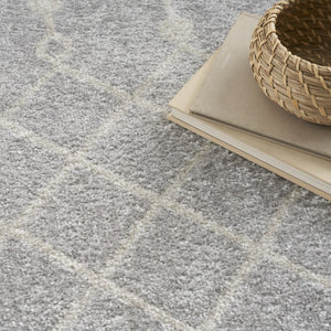HomeRoots 8' X 10' Gray and Ivory Moroccan Area Rug – Stylish, Washable, Durable Design for Everyday Living 532907