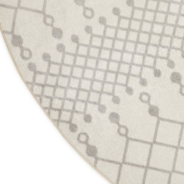 HomeRoots 8' Gray And Ivory Moroccan Washable Round Rug - Durable, Stylish, and Easy-Care for Everyday Living Spaces 532908
