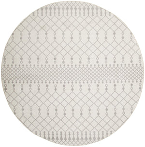 HomeRoots 8' Gray And Ivory Moroccan Washable Round Rug - Durable, Stylish, and Easy-Care for Everyday Living Spaces 532908