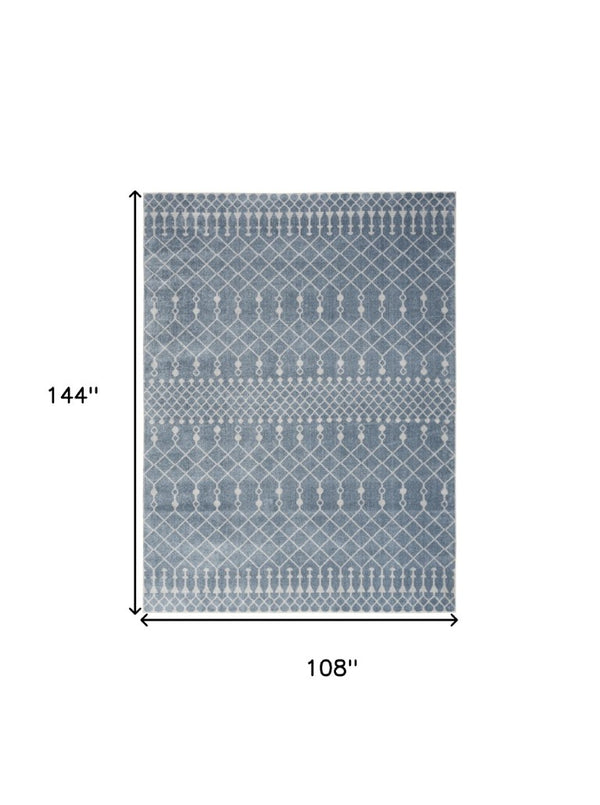 Moroccan Motif Power Loomed Washable Polypropylene Area Rug for Living and Dining Room Decor