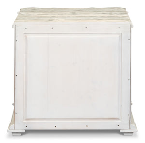 Sarreid Courbee Bungalow Nightstand - Elegant White Base With Moonskin Top & Sturdy Pine, Iron Accents White  53290