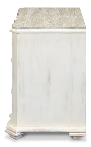 Sarreid Courbee Bungalow Nightstand - Elegant White Base With Moonskin Top & Sturdy Pine, Iron Accents White  53290