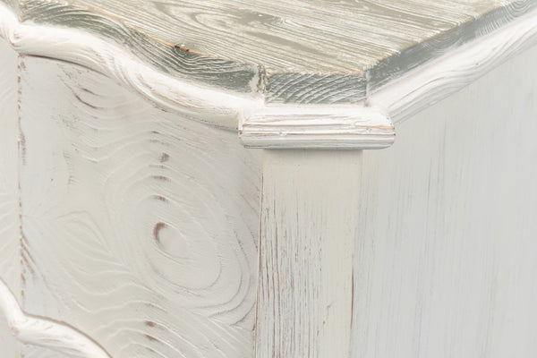 Sarreid Courbee Bungalow Nightstand - Elegant White Base With Moonskin Top & Sturdy Pine, Iron Accents White  53290