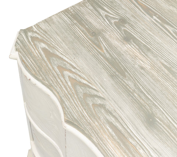 Sarreid Courbee Bungalow Nightstand - Elegant White Base With Moonskin Top & Sturdy Pine, Iron Accents White  53290