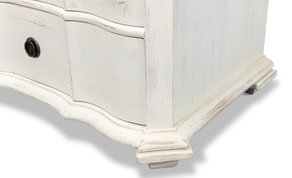Sarreid Courbee Bungalow Nightstand - Elegant White Base With Moonskin Top & Sturdy Pine, Iron Accents White  53290