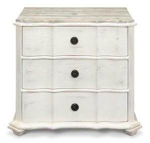Sarreid Courbee Bungalow Nightstand - Elegant White Base With Moonskin Top & Sturdy Pine, Iron Accents White  53290