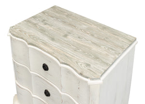 Sarreid Courbee Bungalow Nightstand - Elegant White Base With Moonskin Top & Sturdy Pine, Iron Accents White  53290