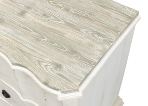 Sarreid Courbee Bungalow Nightstand - Elegant White Base With Moonskin Top & Sturdy Pine, Iron Accents White  53290