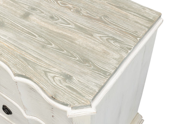 Sarreid Courbee Bungalow Nightstand - Elegant White Base With Moonskin Top & Sturdy Pine, Iron Accents White  53290