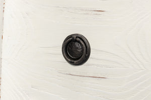 Sarreid Courbee Bungalow Nightstand - Elegant White Base With Moonskin Top & Sturdy Pine, Iron Accents White  53290