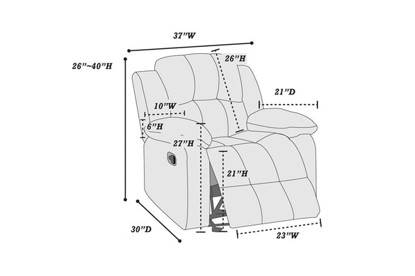 English Elm Motion Recliner Chair with Bonded Leather Upholstery, Solid Wood Frame, Smooth Metal Recline Mechanism Chocolate 37 L x 32 W x 26 H B011P205232