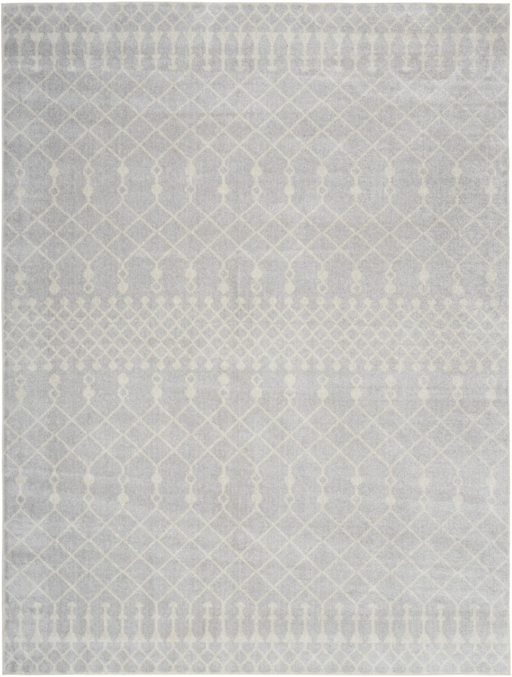 HomeRoots 9' Gray and Ivory Moroccan Area Rug - Stylish, Washable, Durable Design for Modern Living Spaces 9' X 12' 532911