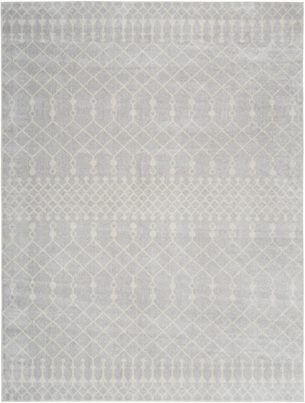 HomeRoots 9' Gray and Ivory Moroccan Area Rug - Stylish, Washable, Durable Design for Modern Living Spaces 9' X 12' 532911