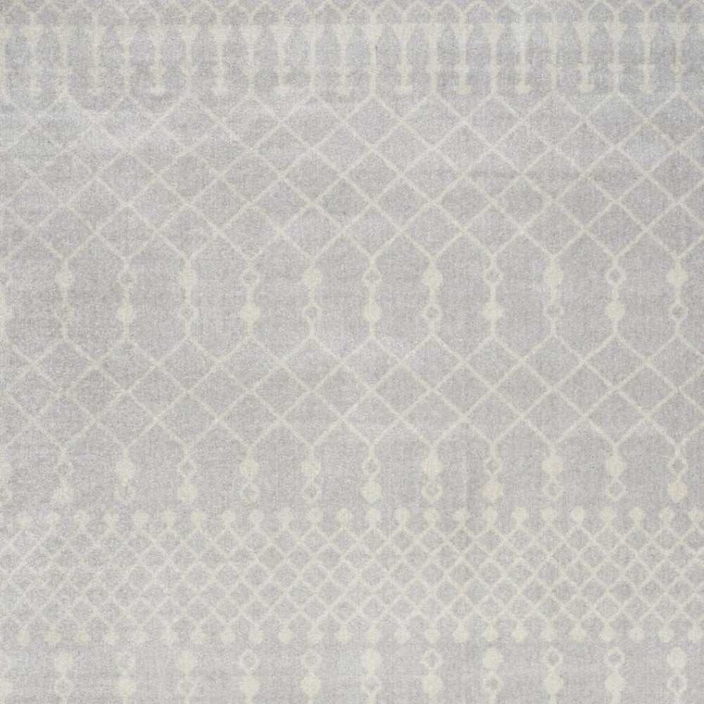 HomeRoots 9' Gray and Ivory Moroccan Area Rug - Stylish, Washable, Durable Design for Modern Living Spaces 9' X 12' 532911
