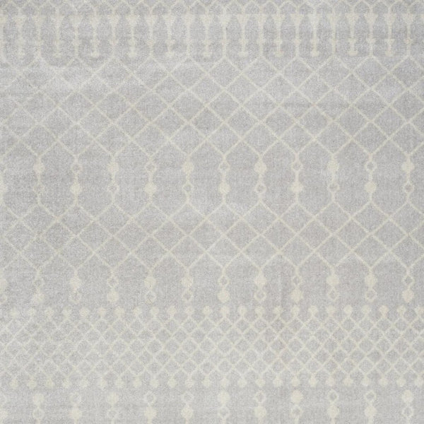 HomeRoots 9' Gray and Ivory Moroccan Area Rug - Stylish, Washable, Durable Design for Modern Living Spaces 9' X 12' 532911