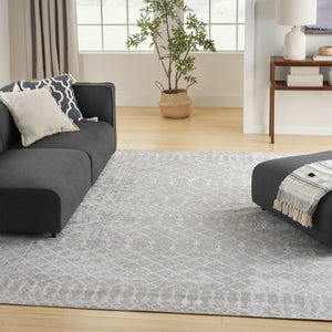 HomeRoots 9' Gray and Ivory Moroccan Area Rug - Stylish, Washable, Durable Design for Modern Living Spaces 9' X 12' 532911