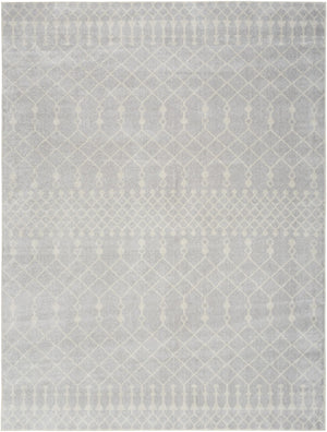HomeRoots 9' Gray and Ivory Moroccan Area Rug - Stylish, Washable, Durable Design for Modern Living Spaces 9' X 12' 532911
