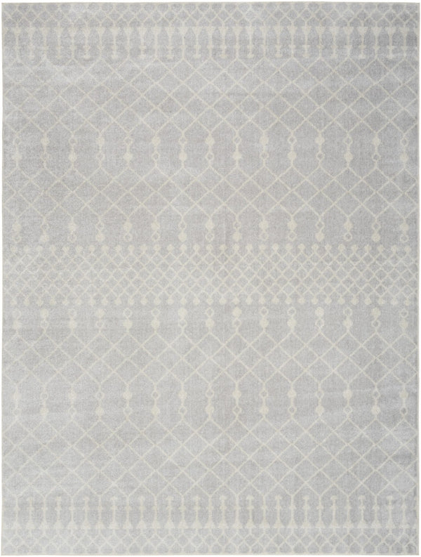 HomeRoots 9' Gray and Ivory Moroccan Area Rug - Stylish, Washable, Durable Design for Modern Living Spaces 9' X 12' 532911