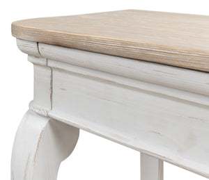 Sarreid Betto Bungalow Nightstand - Elegant White Base With Moonskin Top - Stylish Pine Wood Storage Solution White  53291