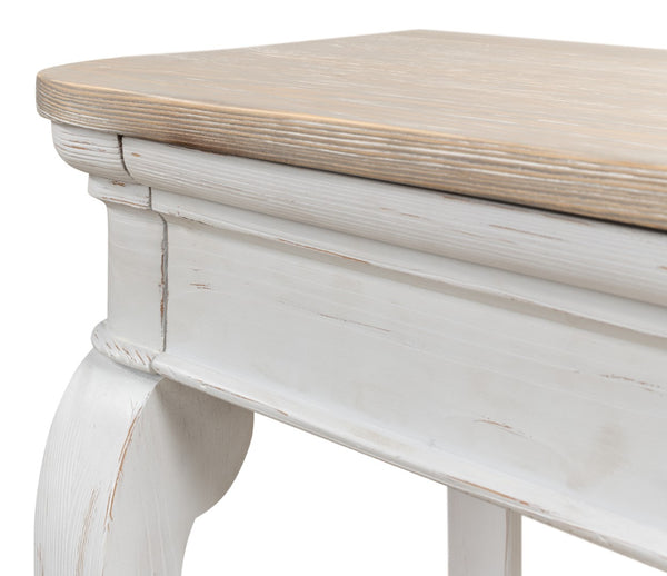 Sarreid Betto Bungalow Nightstand - Elegant White Base With Moonskin Top - Stylish Pine Wood Storage Solution White  53291