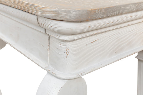 Sarreid Betto Bungalow Nightstand - Elegant White Base With Moonskin Top - Stylish Pine Wood Storage Solution White  53291