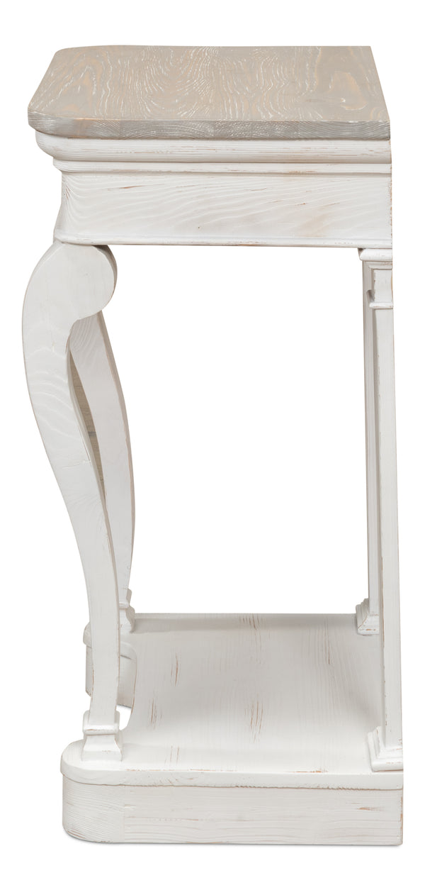 Sarreid Betto Bungalow Nightstand - Elegant White Base With Moonskin Top - Stylish Pine Wood Storage Solution White  53291