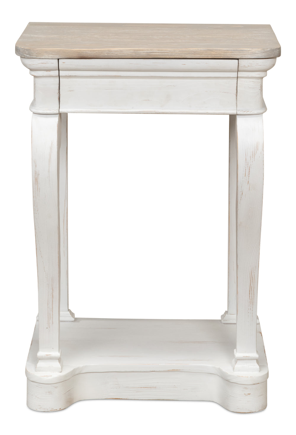 Sarreid Betto Bungalow Nightstand - Elegant White Base With Moonskin Top - Stylish Pine Wood Storage Solution White  53291