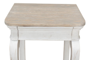 Sarreid Betto Bungalow Nightstand - Elegant White Base With Moonskin Top - Stylish Pine Wood Storage Solution White  53291